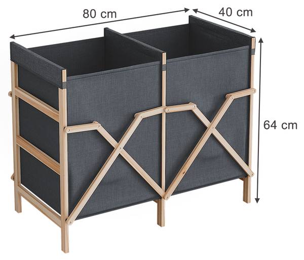 Armoire de salle de bain Bruno 55187 Gris - Bois massif - 80 x 64 x 40 cm