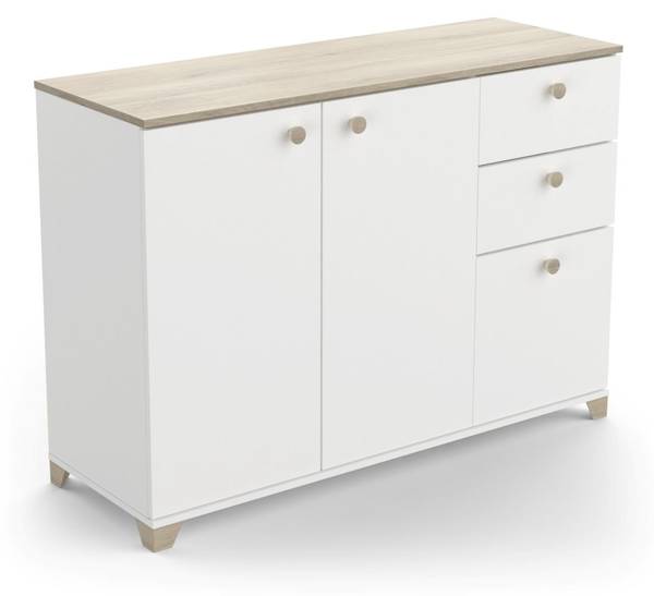 Sideboard mit 3 Türen und 2 Schubladen Braun - Holzwerkstoff - 42 x 86 x 120 cm