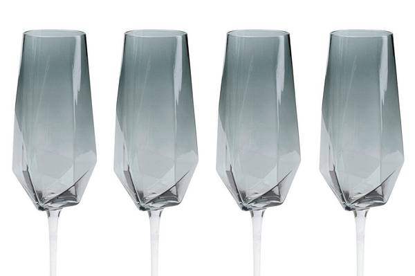 Sektglas Diamond Smoke Grau - Glas - 8 x 28 x 8 cm