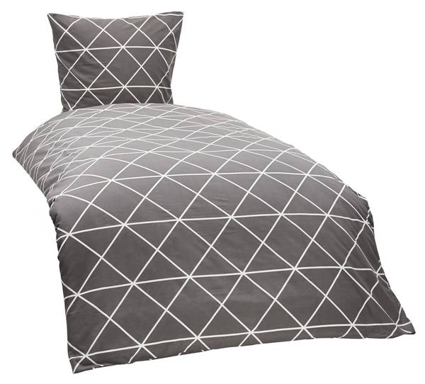 Bettwäsche Triangel anthrazit 135x200 cm Grau - Textil - 135 x 4 x 200 cm