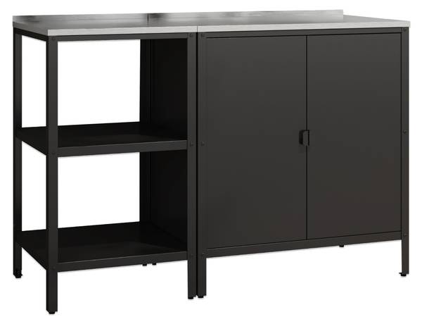 Set de meubles de jardin armoire étagère Noir - Acier inoxydable - Acier - 80 x 92 x 50 cm