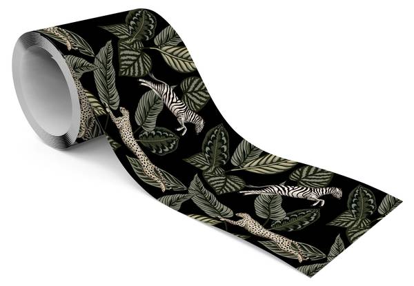 Bande Décorative ANIMAUX Sauvage Plantes Beige - Noir - Gris - Vert - Polaire - 10 x 300 x 300 cm