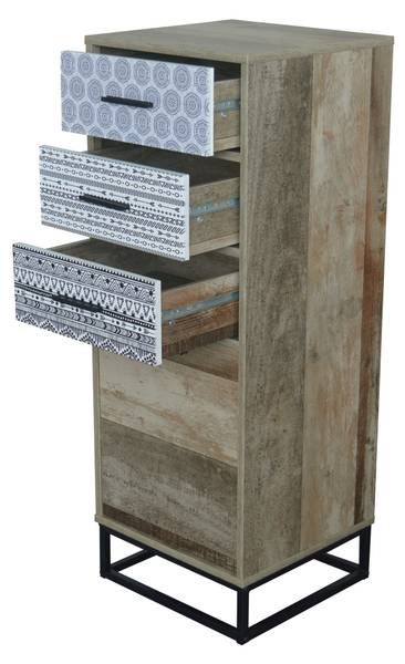 MAILBOX Kommode Schwarz - Braun - Weiß - Holzwerkstoff - 40 x 106 x 38 cm