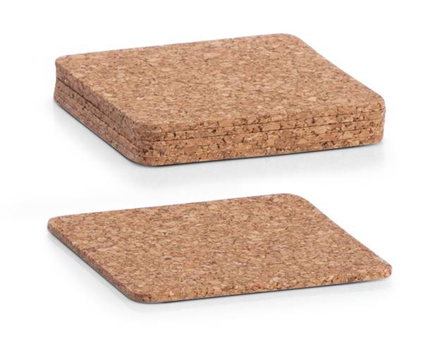 Glasuntersetzer-Set, 6-tlg., Kork Braun - Kork - 10 x 1 x 10 cm