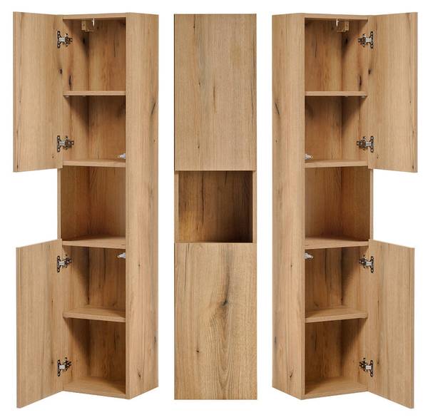Bad-Hochschrank Skelbolu Braun - Holzwerkstoff - 30 x 140 x 25 cm