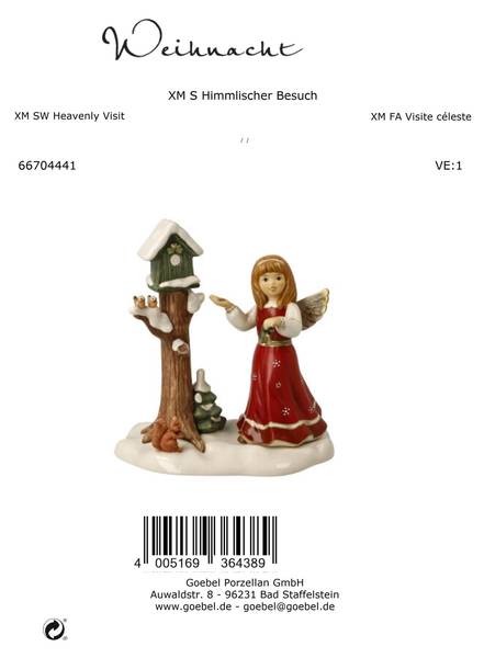 Engel Himmlischer Besuch Grün - Rot - Porzellan - 11 x 20 x 18 cm