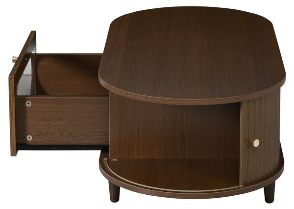 Salontafel Coeus Ⅳ bruin - plaatmateriaal op houtbasis - glas - 50 x 36 x 100 cm