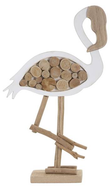 Sculpture Flamant Nature Marron - Bois massif - 9 x 56 x 31 cm