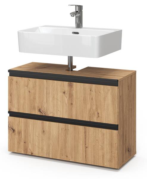 Wastafelonderkast Torren 58709 bruin - plaatmateriaal op houtbasis - 80 x 58 x 35 cm