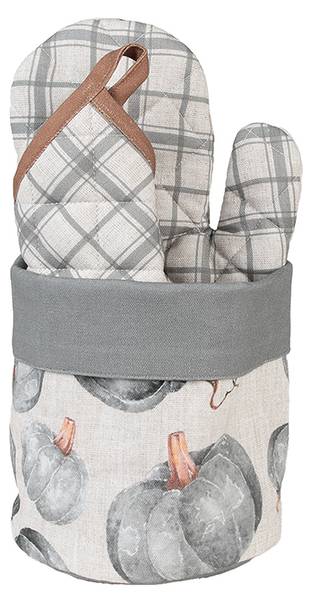 Brotkorb Kürbis AUTUMN FOREST Grau - Textil - 15 x 16 x 15 cm