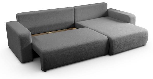 Ecksofa VESPO XL mit Schlaffunktion Grau - Polyester - 267 x 83 x 143 cm