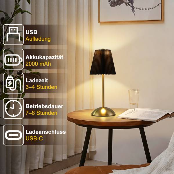 LED Tischlampe nrht 2-tlg. Schwarz