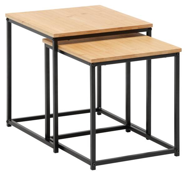 Beistelltischset KOKO Beige - Schwarz - Holzwerkstoff - Metall - 38 x 40 x 38 cm