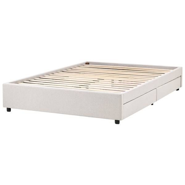 Lit double PRADES Beige - Largeur de la surface de couchage : 140 cm
