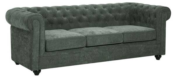 Couchgarnitur CHESTERFIELD 3er-Set Grün - Textil - 88 x 72 x 205 cm