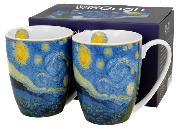 Becher Van Gogh Starry Night 2er Set Blau - Porzellan - 11 x 10 x 8 cm
