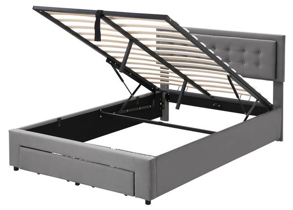 Doppelbett Apollo Ⅶ Grau - Polyester - Samt - Kiefer - Stahl - 145 x 101 x 200 cm