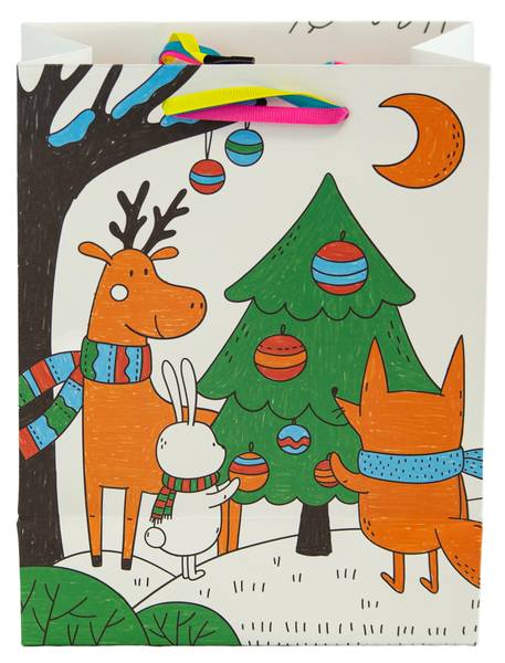 Geschenktüte Malen mit Filzstiften KIDS Weiß - Papier - 18 x 10 x 23 cm