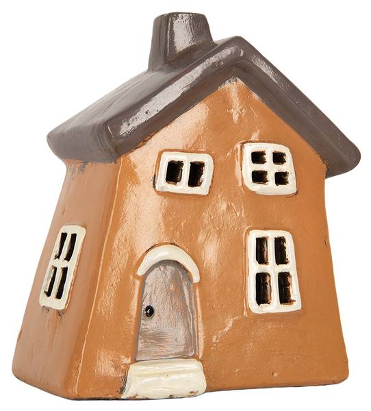 Waxinelichthouder Huis Nantes oranje - keramiek - 13 x 20 x 18 cm