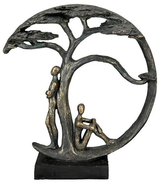 Poly Skulptur Baum Shadow bronzefarben Grau - Kunststoff - 28 x 32 x 9 cm