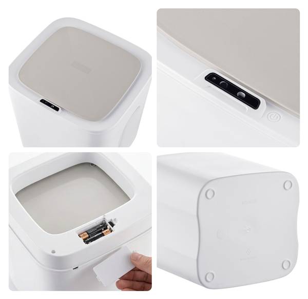 Mülleimer mit Sensor 2er Set Grau - Weiß - Kunststoff - 24 x 33 x 23 cm