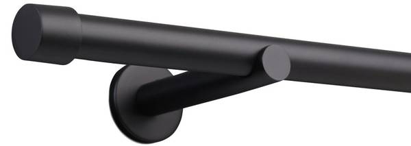 Gardinenstange 1-Lauf Kappe Schwarz - Breite: 60 cm