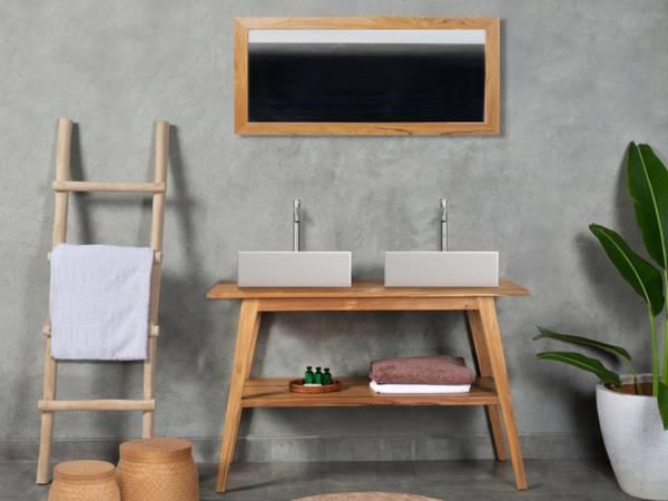 Waschbeckenunterschrank BOBOTSARI Tiefe: 120 cm - Holz teilmassiv