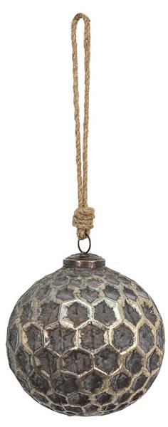 Kerstbal Snow 36764 bruin - glas - 12 x 12 x 12 cm