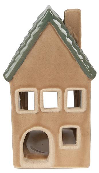 Teelichthalter Haus Rotterdam Braun - Porzellan - 8 x 15 x 8 cm
