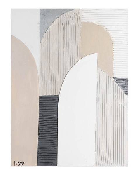 Acrylbild Handgemalt Geometrisch Het Beige - Weiß - Baumwollstoff - 75 x 100 x 4 cm