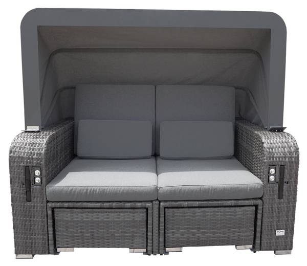 Strandstoel HOLBY grijs - polyrotan - 160 x 69 x 189 cm