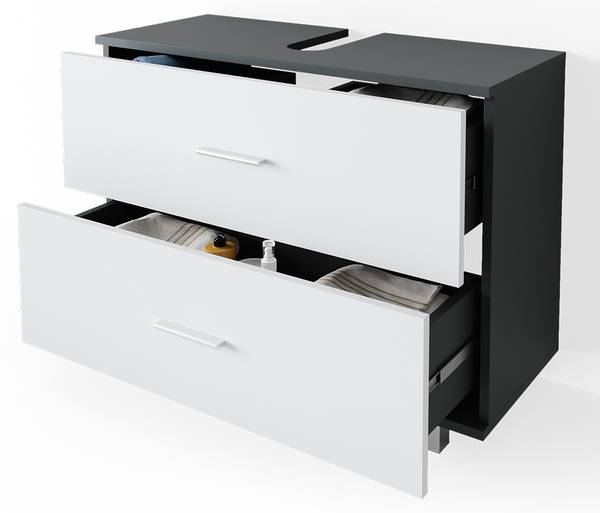 Waschbeckenunterschrank Ilias 34587 Anthrazit - Weiß