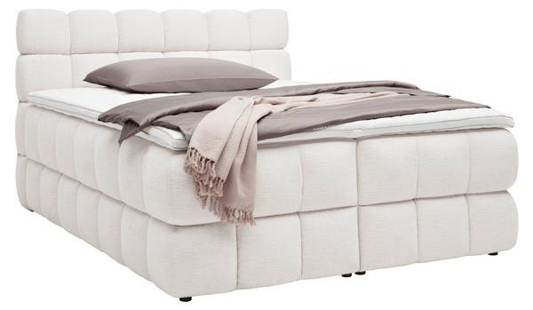 Boxspringbett BUBBLE BOX Weiß - Metall - Textil - Holz teilmassiv - 186 x 1 x 180 cm