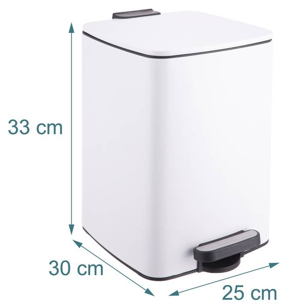 Mülleimer Küche 12 Liter Schwarz - Silber - Weiß