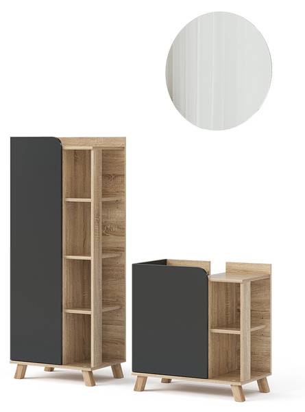 Badmöbel-Set Karen 47292 3er Set Anthrazit - Eiche Sonoma Dekor