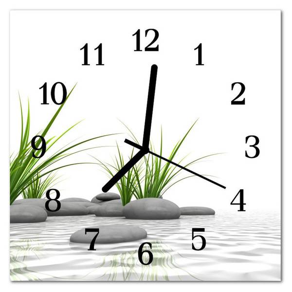 Wanduhr Steine weiß Weiß - Glas - 30 x 30 x 1 cm