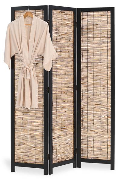 Paravent 3033 Marron - En partie en bois massif - 120 x 170 x 2 cm