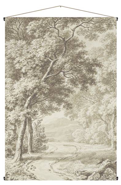 Wandteppich Waldweg Grün - Leinen - 100 x 150 x 1 cm