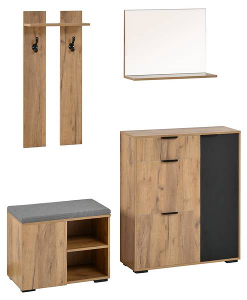 Garderobenset NaturSHEF Braun - Holzwerkstoff - 35 x 139 x 140 cm