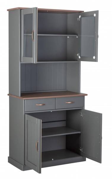 Sideboard mit 2 geschlossenen Türen Grau - Massivholz - 45 x 190 x 90 cm