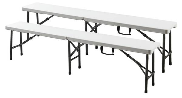 Klappbank Ljusnarsberg 2er Set Weiß - Metall - Kunststoff - 180 x 43 x 25 cm