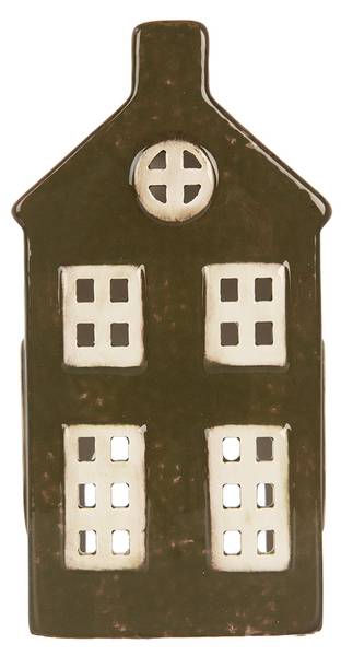 Waxinelichthouder Huis Le Havre groen - keramiek - 6 x 16 x 8 cm