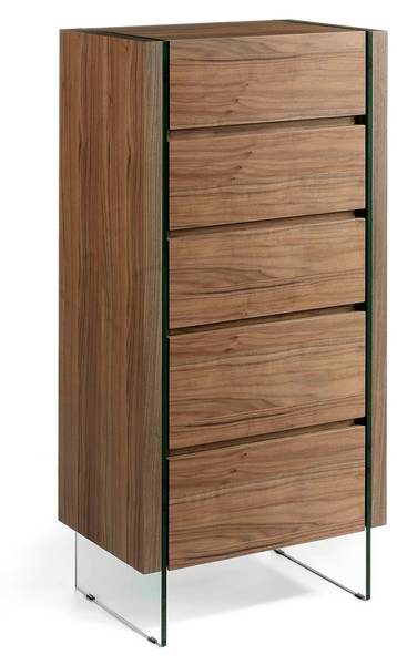 Chiffonier 7041 Braun - Nussbaum - Walnuss - Zink - Klarglas - 58 x 119 x 39 cm