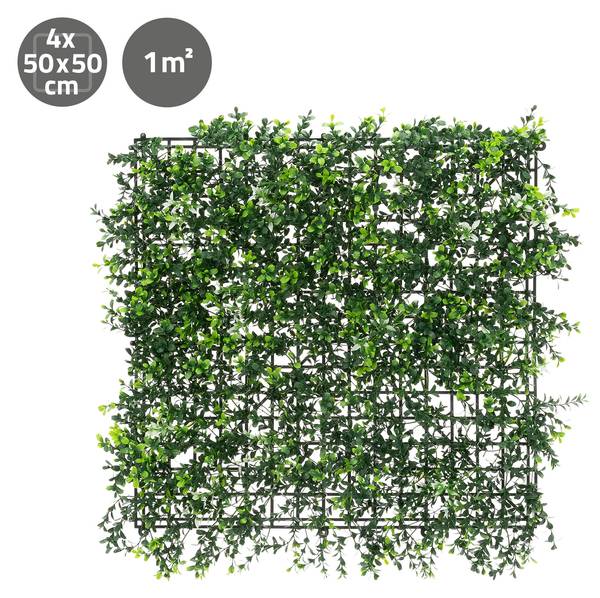 Kunstpflanzen Wandpaneel FOLIA-P 4er-Set Grün - Kunststoff - 50 x 50 x 8 cm