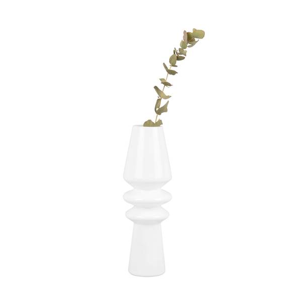 Vase Deko Sparkle Cone Weiß - Glas - 9 x 25 x 9 cm