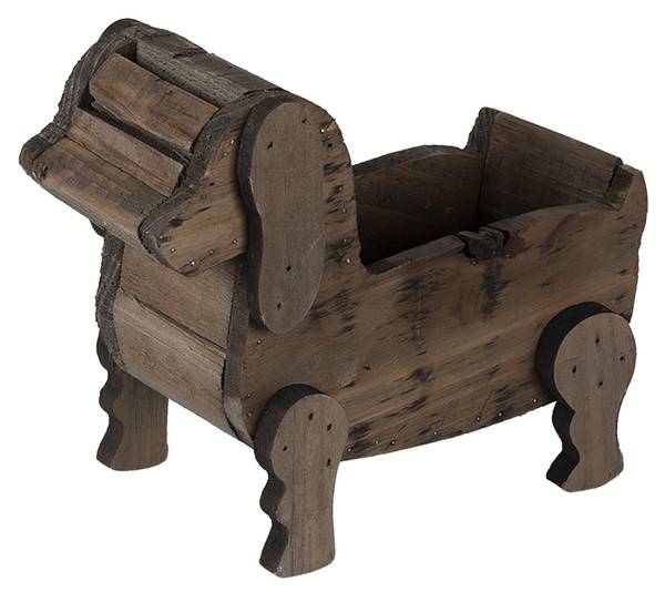 Bloempot Uchesi bruin - plaatmateriaal op houtbasis - 12 x 11 x 26 cm