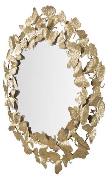 Spiegel Foglie Round Gold - Metall - 3 x 87 x 87 cm