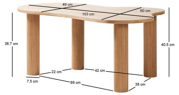 Couchtisch HONO Braun - Massivholz - 103 x 41 x 60 cm