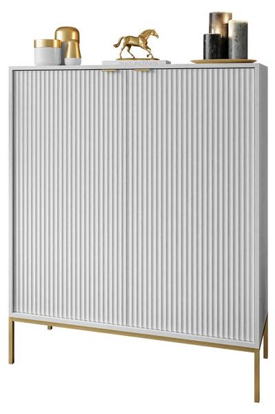 CORTADO GOLD Hochkommode K104 Weiß - Aluminium - 104 x 125 x 39 cm
