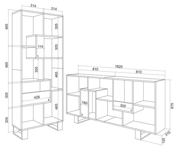 Bücherregal Verso II Eiche Dunkel